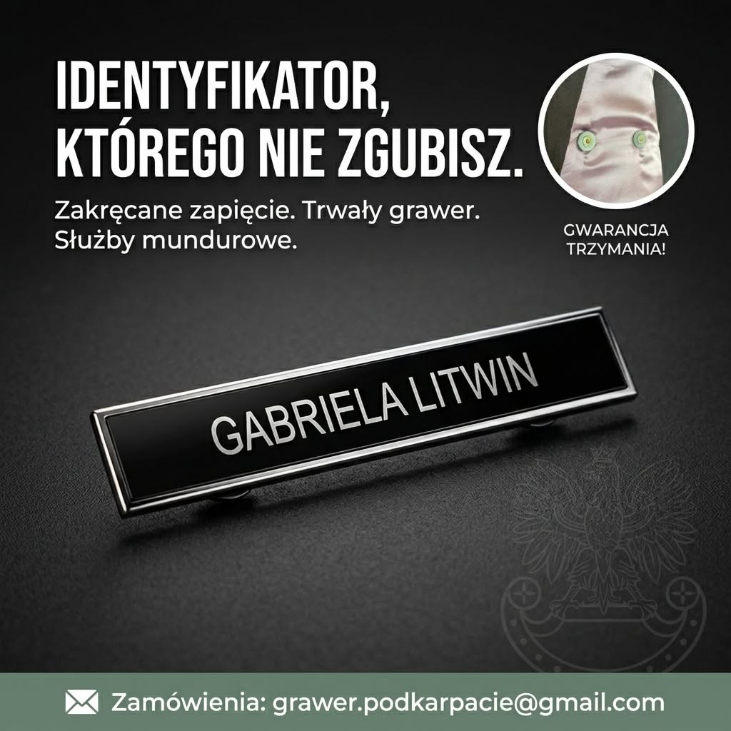 Identyfikator OSP z grawerem i mocowaniem na nakrętki motylkowe